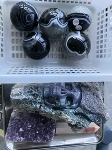black agate sphere，grape agate skull，mookaite tower，amethyst tower