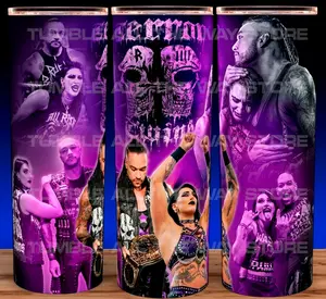 30oz Rhea Ripley and Damien Priest Terror Twins Wrestling Cup Mug Tumbler Stainless Steel Tumbler with Slide Closure Lid, Reusable Plastic Straw, Handmade Design - Drinkware Flasks Bottles