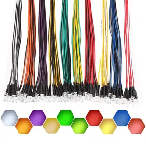 100Pcs (10 Colors × 10Pcs) 5MM Pre Wired 12V LED Diodes, Clear Transparent Lens, Bright LED Indicators with 20CM Color-Matched Wires, Plastic Case for DIY Lighting, Circuit Experiments, Hobby Projects