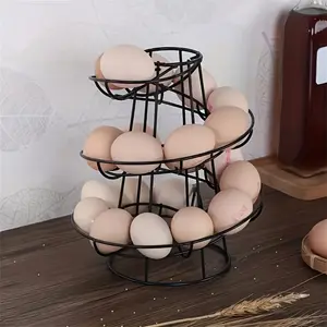 Stainless Steel Spiral Egg Holder, Space-Saving Design, Durable & Rust-Resistant, Modern Kitchen Organizer for Eggs, Refrigerator Storage