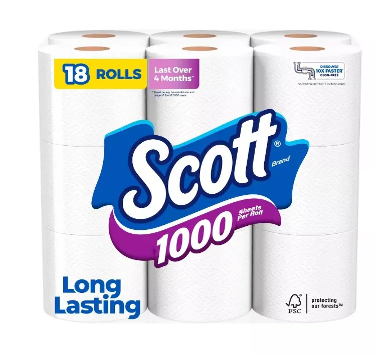 Scott 1000 Septic-Safe 1-Ply Toilet Paper Size 18 Rolls