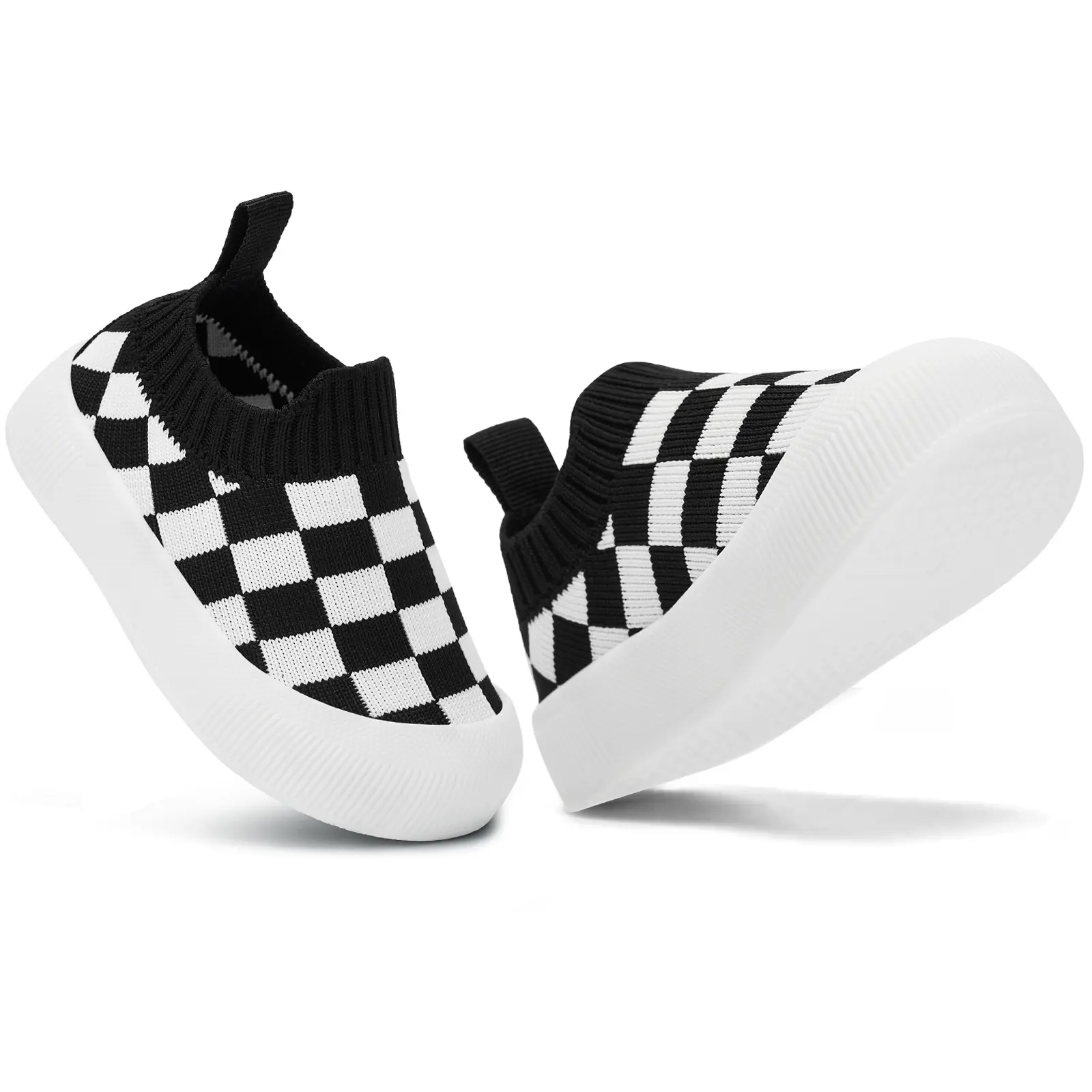 Baby First Walkers Knit Fabric Sneakers for 6m-24m Boys/Girls, Non-Slip Traction Sole, Anti-Collision Toe, Lightweight Breathable, Soft Checkerboard Indoor Outdoor Casual Toddler Infant Shoes