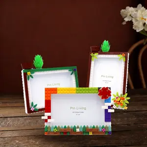 DIY Photo Frame Building Blocks Flower Style Handmade Creative Display Decor Compatible Lego Bricks Memory Decoration Family Gathering Party