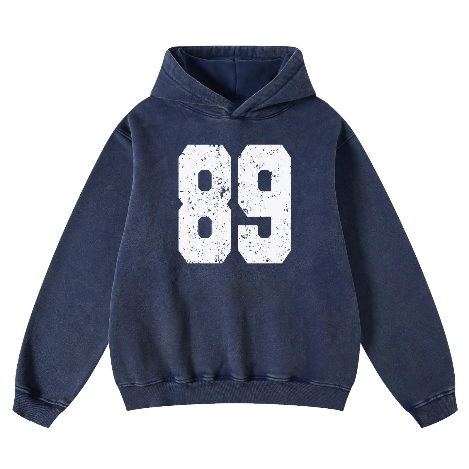 FAIABLE Oversized Hoodie with Big Number Print 89 - Stylish Baggy Pullover for Men & Women, Comfortable Long Sleeve Fleece for Casual or Sporty Looks, Royal Blue 07