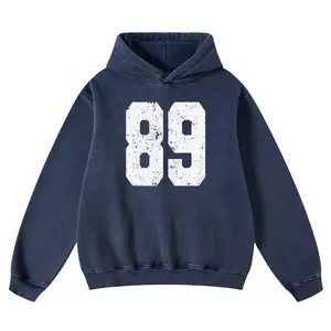 FAIABLE Oversized Hoodie with Big Number Print 89 - Stylish Baggy Pullover for Men & Women, Comfortable Long Sleeve Fleece for Casual or Sporty Looks, Royal Blue 07