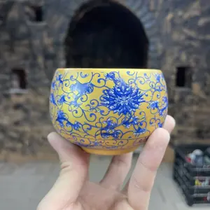 Jianzhan handmade gold blue flower