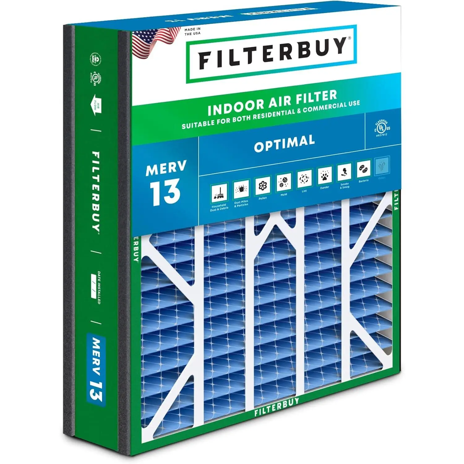 Filterbuy 20x20x5 Air Filter (1-Pack), Pleated MERV 13 Optimal Defense HVAC AC Furnace Air Filters for Trion Air Bear 255649-103 & More