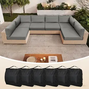 Patio Furniture Cushions Waterproof, Olefin Fabric Fade-Resistant & All-Weather Cushions for Outdoor Furniture, Sectional Replacement Couch for 6-Seat Rattan Wicker, Includes Storage Bag