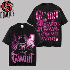 [IG] Gambit XMen Comics Graphic Premium Acid Washed Cotton T-Shirt, X-Factor MCU Comic Graphic Tee, Super Hero MCU Universe Comics Book Fans Shirt, Comic Book Outfit, Gift For Hero Fans