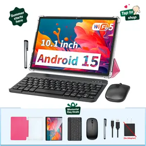 【TikTokShopmemorialday】PYNAREL 10.1 Inch Android 15 Tablet, Wireless Set with Keyboard, Mouse, Case, Stylus, Dual Camera