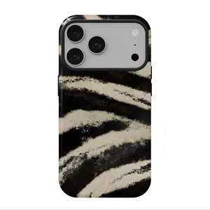 Vintage zebra pattern phone case, suitable for iPhone17 ProMax, 16Pro, 15, 14, 13, 12, double-layer protective case, smartphone case