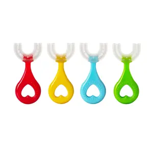 4 Pack Toddler U-shaped Toothbrush, 2+ Years Old, Manual Mouthpiece Style, Soft Silicone Bristles, Infant & Baby Oral Care Brush