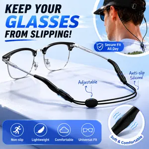 2PC Anti-slip glasses retention strap, sports and ball game secure leg strap, anti-drop ear hook, children's lanyard, non-slip cord