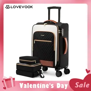 【Valentine's Day Gift】LOVEVOOK Carry On Luggage 22x14x9 Airline Approved, 21 Inch Softside Suitcases with Wheels, Lightweight Spinner Carry on Suitcase with TSA Lock TikTokShopJumpstartSale