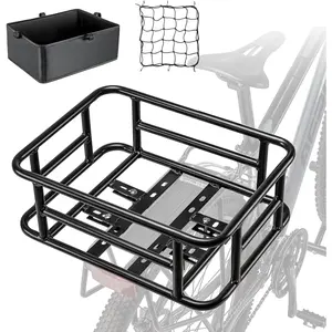 Large Bicycle Basket with Cargo Net and Liner - Rear Cargo Rack for , Electric , Ebike