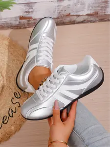 New Fashion Splicing German Training Shoes Women's Simple Striped Forrest Gump Shoes Casual Versatile Flat Sneakers