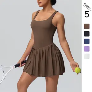 New: Barely-there feel two-piece sports dress with anti-exposure pockets, suitable for outdoor running, fitness, and tennis