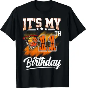 It'S My 11Th Birthday Basketball Theme 11 Years Old Birthday T-Shirt