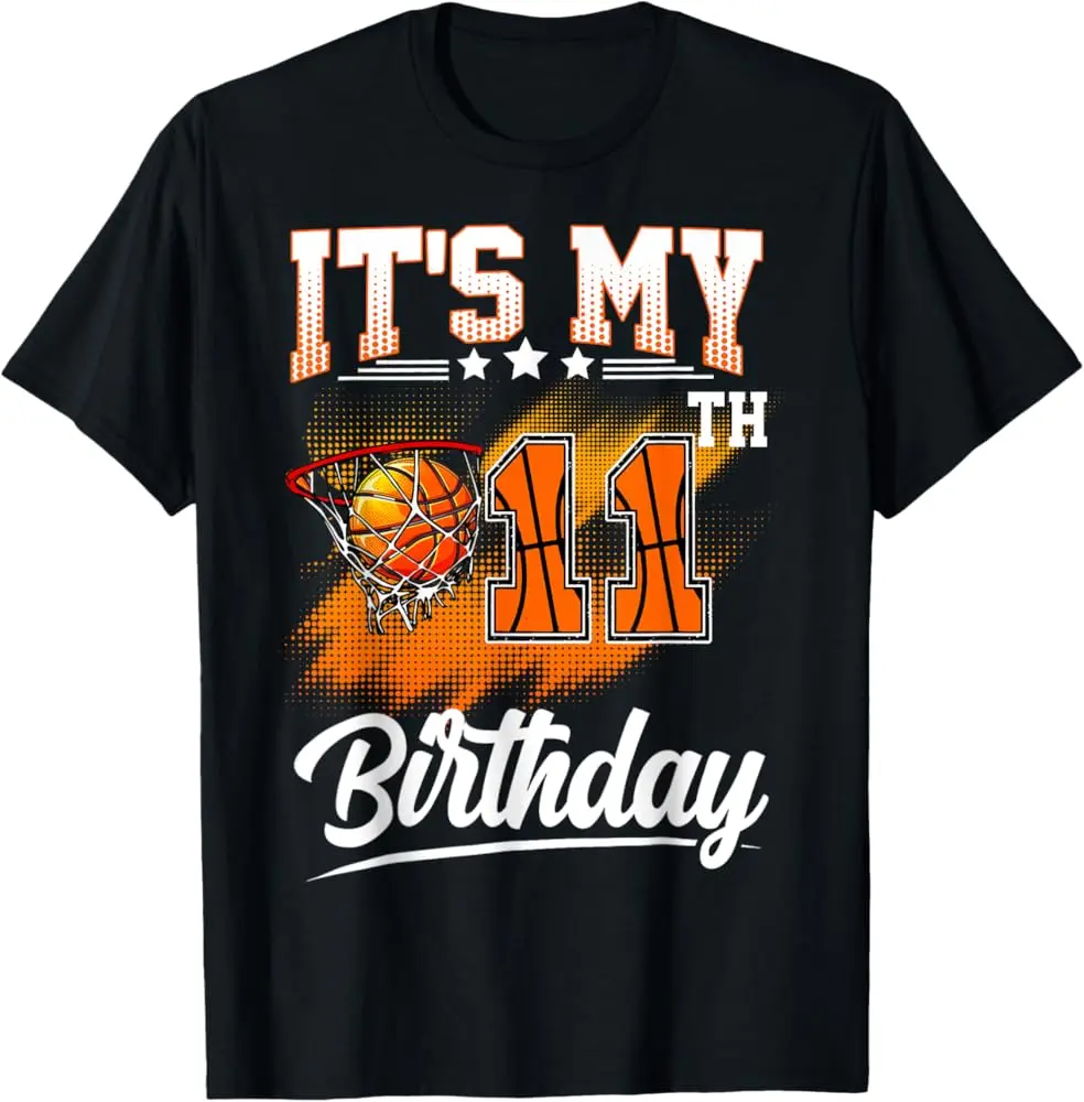 It'S My 11Th Birthday Basketball Theme 11 Years Old Birthday T-Shirt