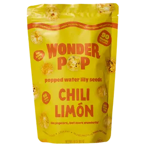 Wonderpop Chili Limon Popped Water Lily Seeds - Crunchy & Crispy Snack with 2g Protein & 1g Fiber - Non-GMO & Gluten-Free - Perfect for On-the-Go & Salads - Tangy & Spicy Snack