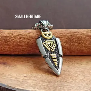 Viking Spear Necklace Stainless Steel Pendant Chain Modern Style Amulet
