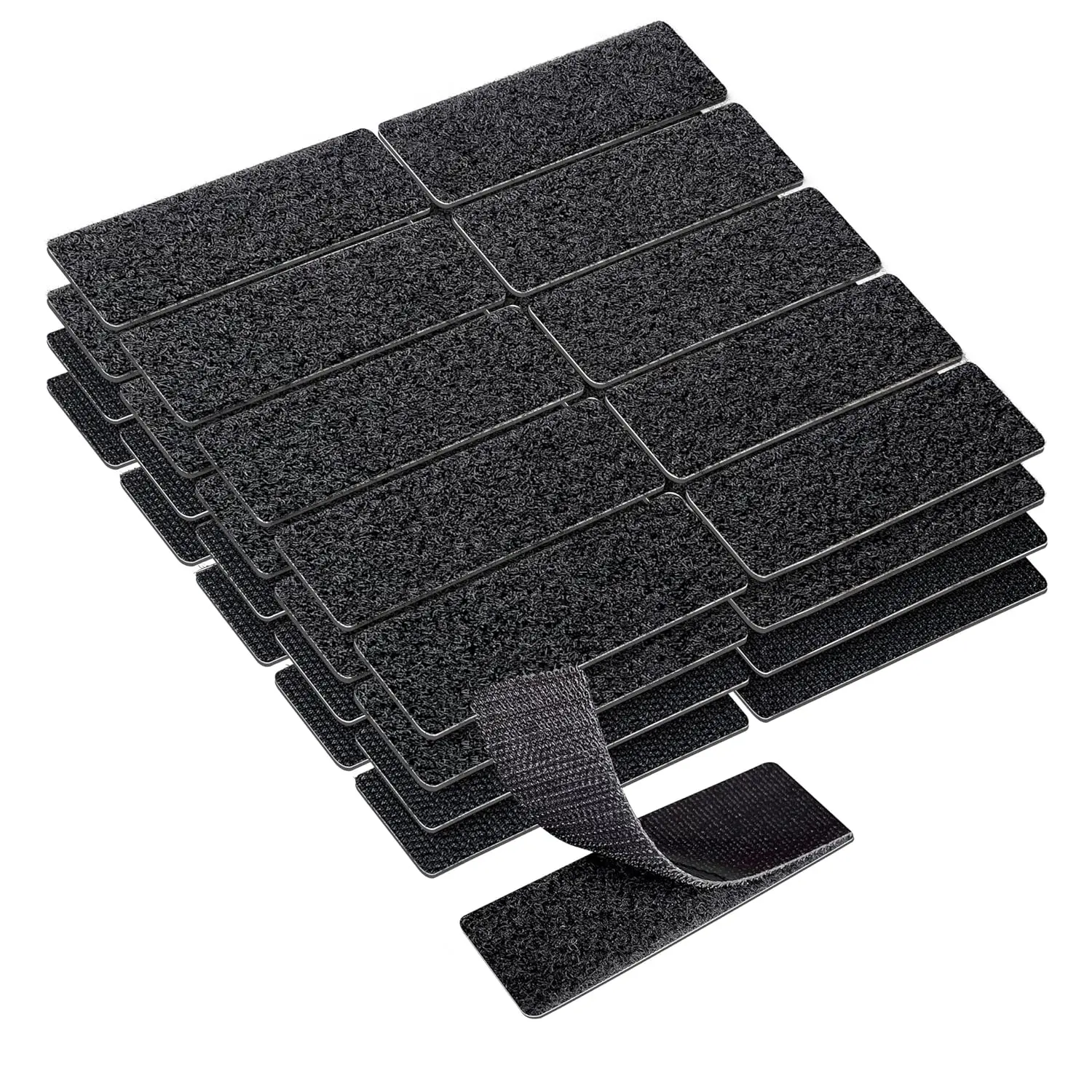 1x3in Heavy Duty Black Nylon Self-Adhesive Hook and Loop Strips (20 Sets) - Easy to Use, No Sewing, Traceless Double-Sided Backed Mounting Tape for Office, Crafting (Tools & Hardware Adhesives)