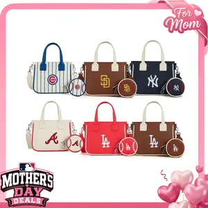 MLB Crossbody Bag with Baseball Coin Pocket for Game Day Essentials & Casual Fan Gear, Waterproof,Lightweight Shoulder Bag,Fashionable Handbag Leather Satchel,Business, Work, Travel, School, 103