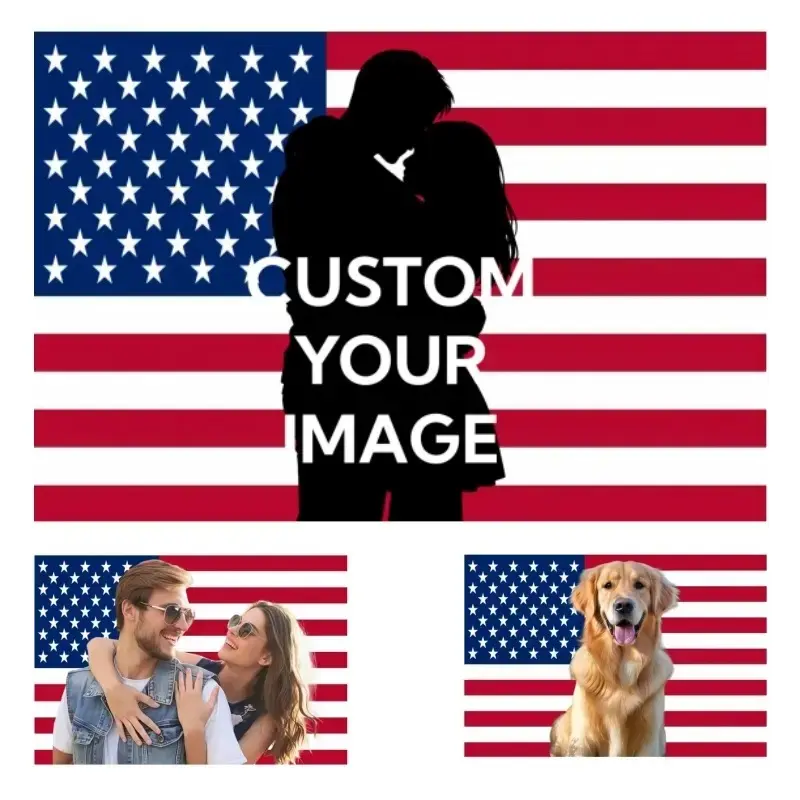 Custom Personalized American Flag with Your Photo, USA Banner Stars and Stripes Decor, Sentimental Patriotic Keepsake Gift, 4th of July Celebration Banner, Durable Indoor Outdoor Wall Hanging