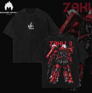 Gundam Mobile Suit Zaku II MS-065 - Gundam Anime Double Side T-Shirt, Unisex Mineral Anime Manga Washed Heavy Cotton T-shirt, Gift For Anime Fan, Anime Lover