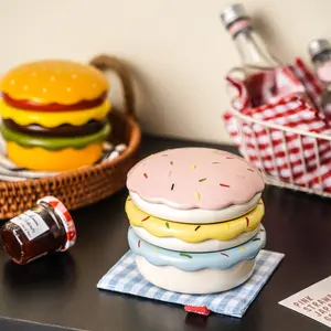 Hamburger-Shaped Ceramic Dish – Versatile Serving Plate for Snacks & Afternoon Tea, Creative Design Gift