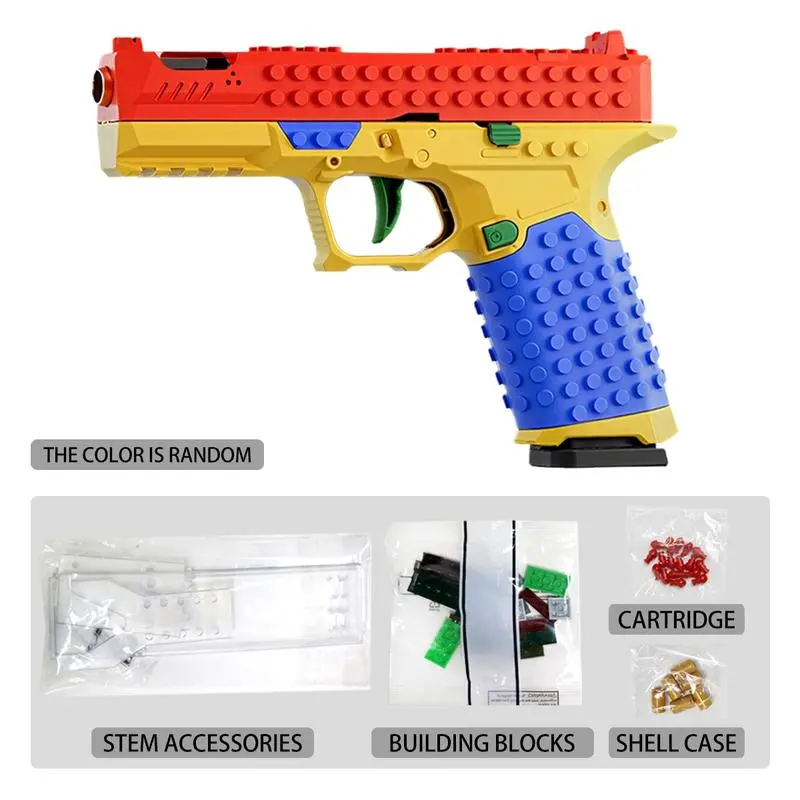test-2-in-1 Building Block Set for Kids Age 6+ – Pre-Assembled Pistol (Soft Dart Launcher) + DIY Foldable Grabber You Build – Fixed Set, No Mystery – Birthday Gift for Boys & Girls