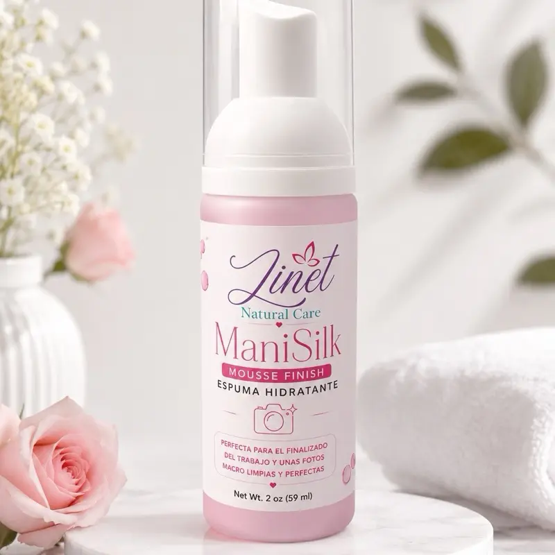 Manisilk finish foam Nails effect macro photo