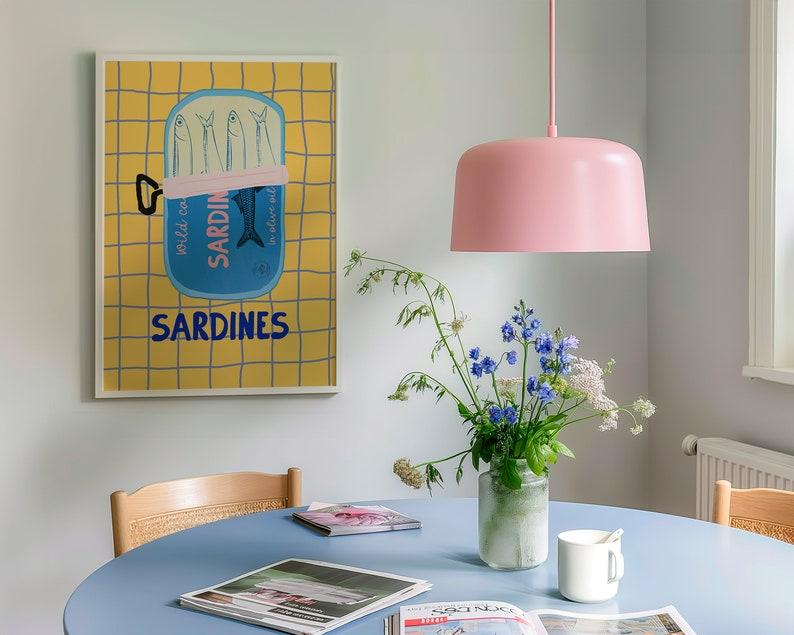Sardines Art Print, Tin Fish Art Print, Sardines Tin Print, Colorful Fish Print, Kitchen Wall Art, Trendy Wall Art, Seafood Wall Art