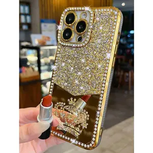 Rhinestone Electroplated Laser Cut Hollow Crown TPU Phone Case