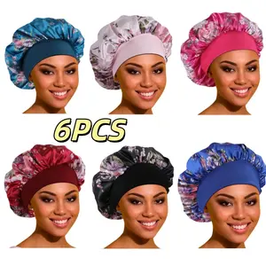 6pcs Women'S Satin Hair Sleeping Cap, Women'S Soft Elastic Adjustable Head Covering, Highly Elastic And Breathable Without Tightness, Easy And Versatile Hair Accessory for Protection