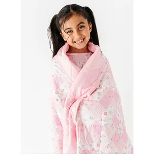 Birdie Bean Pink Patchwork Quilted Blanket