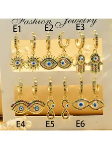 Cross-border bestseller: Exquisite Devil's Eye Palm-shaped Ear Clip Earrings - Fashionable, Luxurious, and Unique Design Earrings