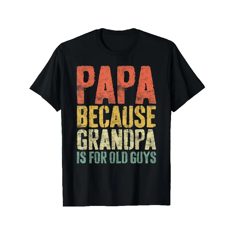 Men's Vintage Casual Graphic Print T-Shirt - Papa Themed Fathers Day Apparel (For Those Who Prefer "Papa" Over "Grandpa")