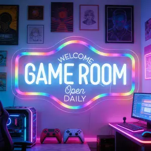 Gamer Neon Sign – Colorful LED Neon Light for Game Room & Gaming Setup, Cool Gaming Wall Decor for Bedroom, Man Cave & Game Zone, USB Powered Neon Sign, Perfect Gamer Gifts for Teen Boys, Streamers & Parties