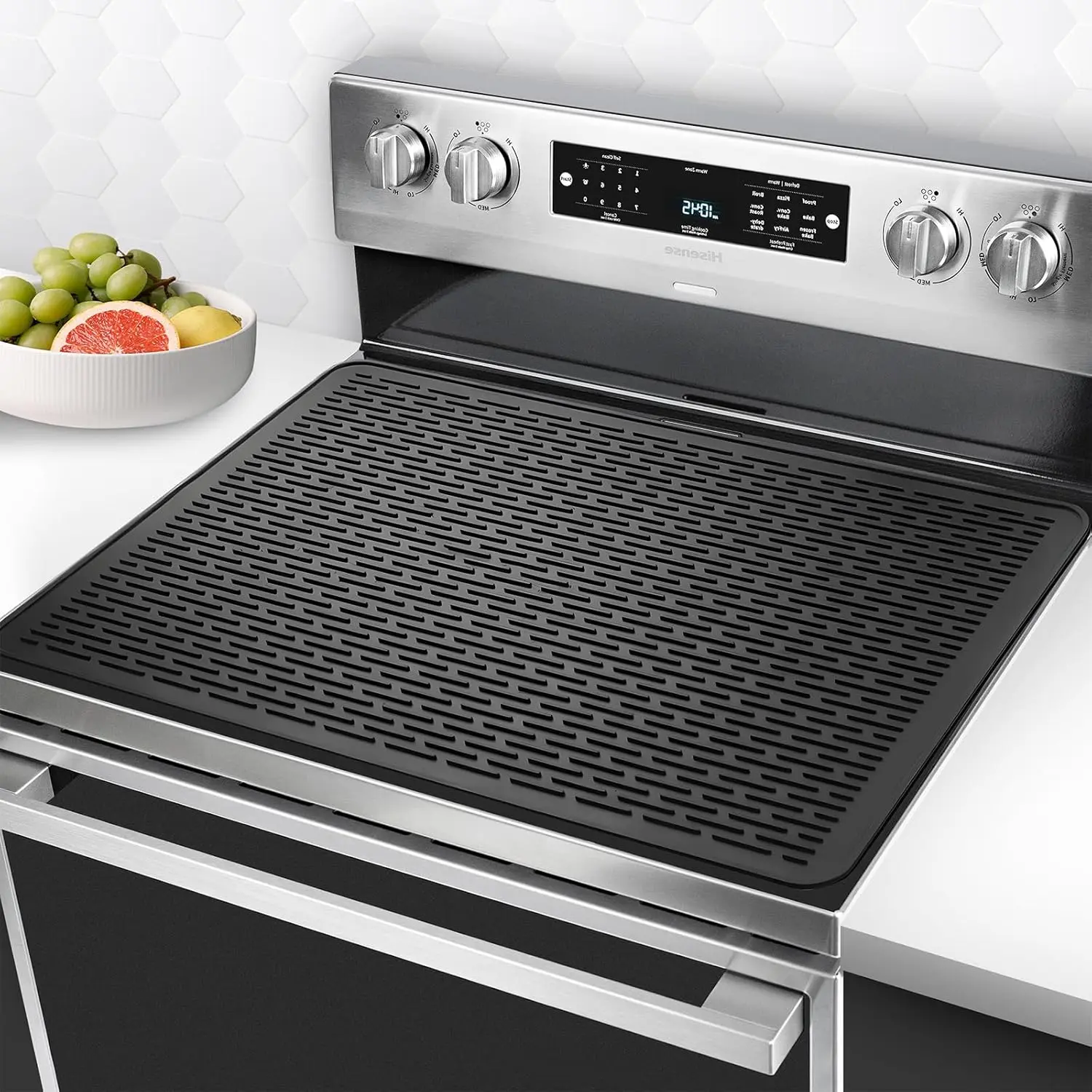Silicone Stove Top Cover Mat, 28"x20" Silicone Electric Stove Top Protector, Heat Resistant Glass Cooktop Cover, Range Covers for Electric Stove, XL Dish Drying Mat for Kitchen (Black) Waterproof Placemat Home