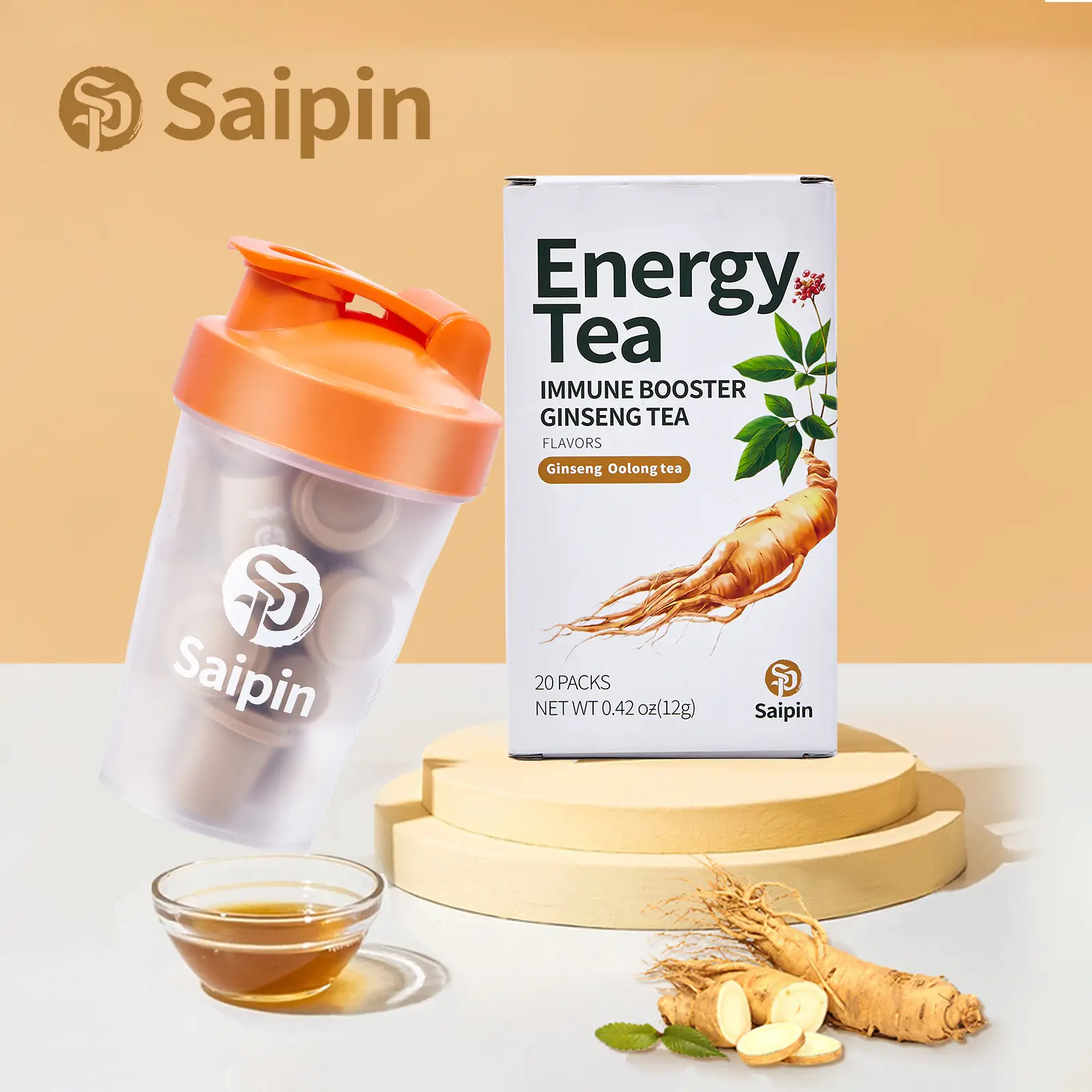 SAIPIN Men's 14-Day Plan Freeze-Dried Ginseng Tea - Sugar-Free Caffeine-Free Daily Balance Endurance Immune Wellness 3.6X Absorption One Cup A Day Rep