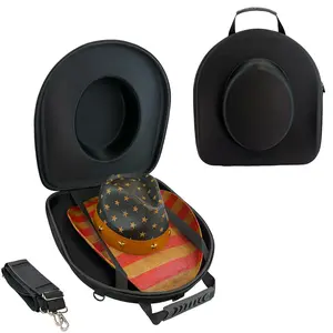 Travel Organizer Cowboy Hat Box for Travel Crush Proof Western Hat Holder Storage, Fits Most Sizes, Up to 2 Hats, with Handle and Adjustable Shoulder Strap