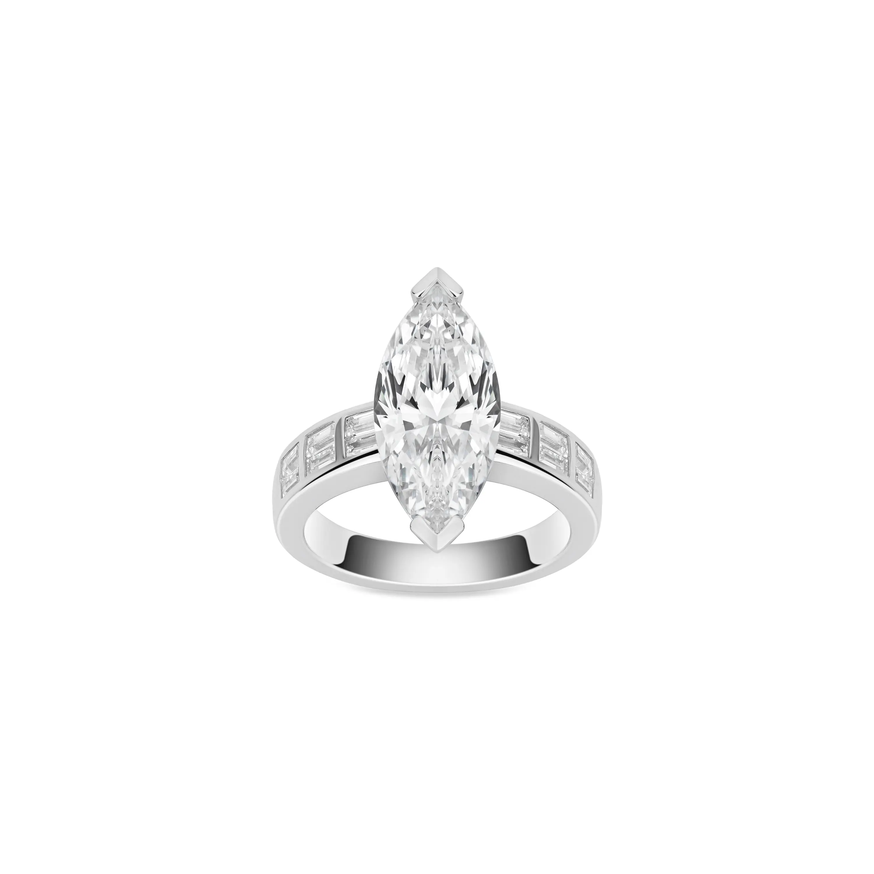 VAMERAY #32553 8 Carat Seven-Stone Marquise Cut Baguette Channel-Set Ring