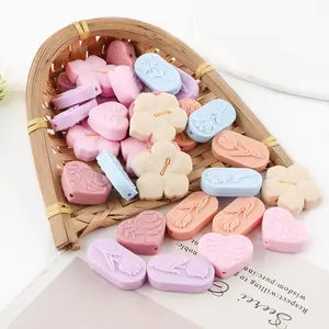 Silicone Beads, 15pcs/set Flower & Heart Shaped Beads, DIY Jewelry Making Supplies for Bracelet & Necklace & Earrings Making, DIY Beading Accessories