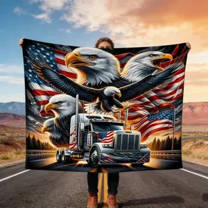 Flying Eagle American Flag Blanket Ultra Soft Flannel Fleece Cozy Warm Bedroom Couch Sofa Living Room Throw Decor Birthday Gift Christmas Gift for Patriots Veterans Men Women Kids Patriotic USA Style