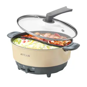 6L 1500W Rapid-Boil Dual-Flavor Electric Hot Pot, for Frying, Boiling, Roasting & More