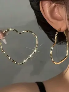 Pair of Heart Earrings, Fashionable Simple Jewelry Gift, Creative Party Keepsake, Versatile Birthday and Christmas Gift, Heart Shaped Earrings
