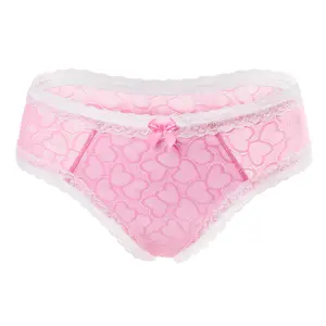 LittleForBig Unisex Hipster Briefs Pink Hearts Pattern Mesh Shaping Tucking Gaff Briefs for Sissies Crossdressers Transgender Individuals Breathable