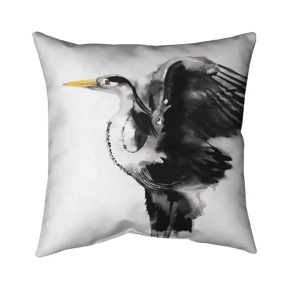 Begin Home Decor 5541-1616-AN447 16 x 16 in. Heron Gray Bird Pillow - Elegant Home Decor Accent Cushion