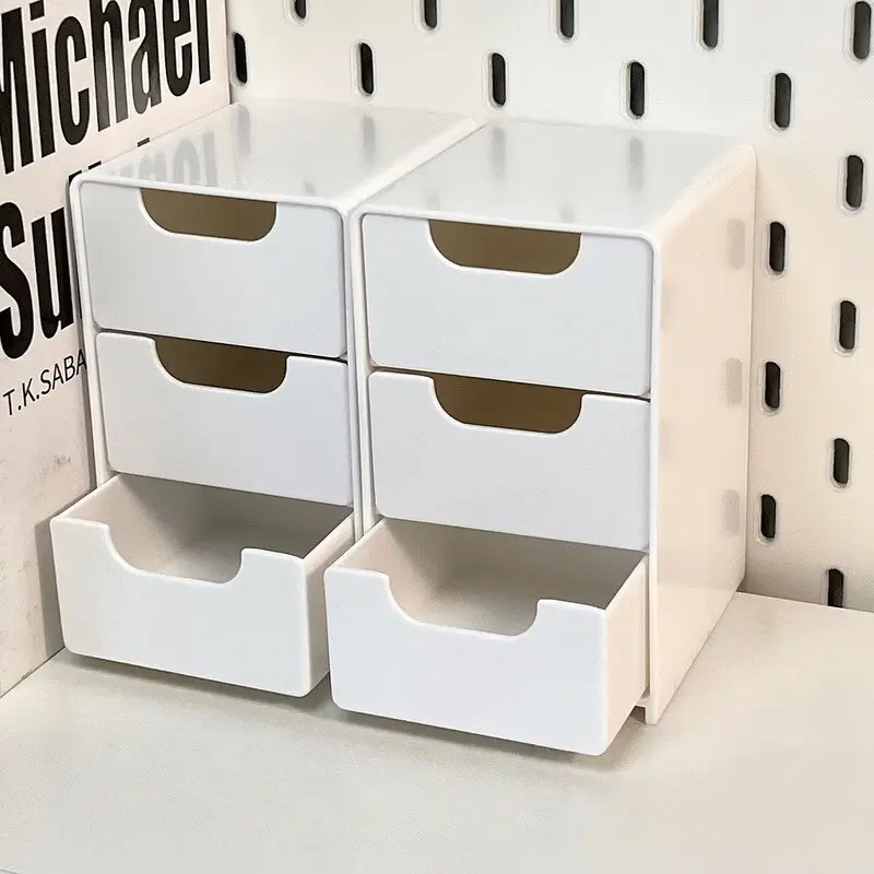 Three-Tier Drawer Storage Box, Compartment Box, Small Desktop Organizer, Beauty Organizer for Cosmetics Jewelry Office Supplies, Cosmetic Storage Holder, Multi-Functional Decorative Container, Desktop Organizer Bins